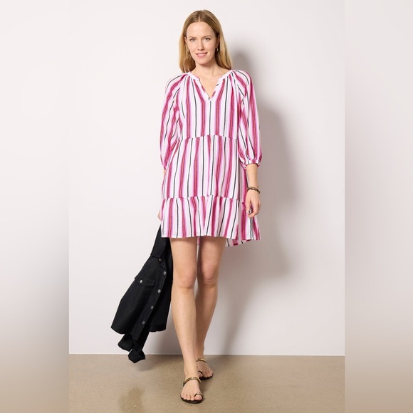 Evereve Pink Stripe Cassidy Mini Dress Small girly feminine casual work career - Picture 1 of 14